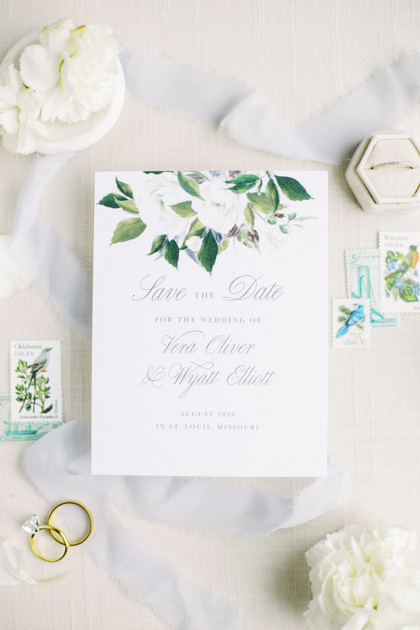 Vintage botanical wedding invitation suite