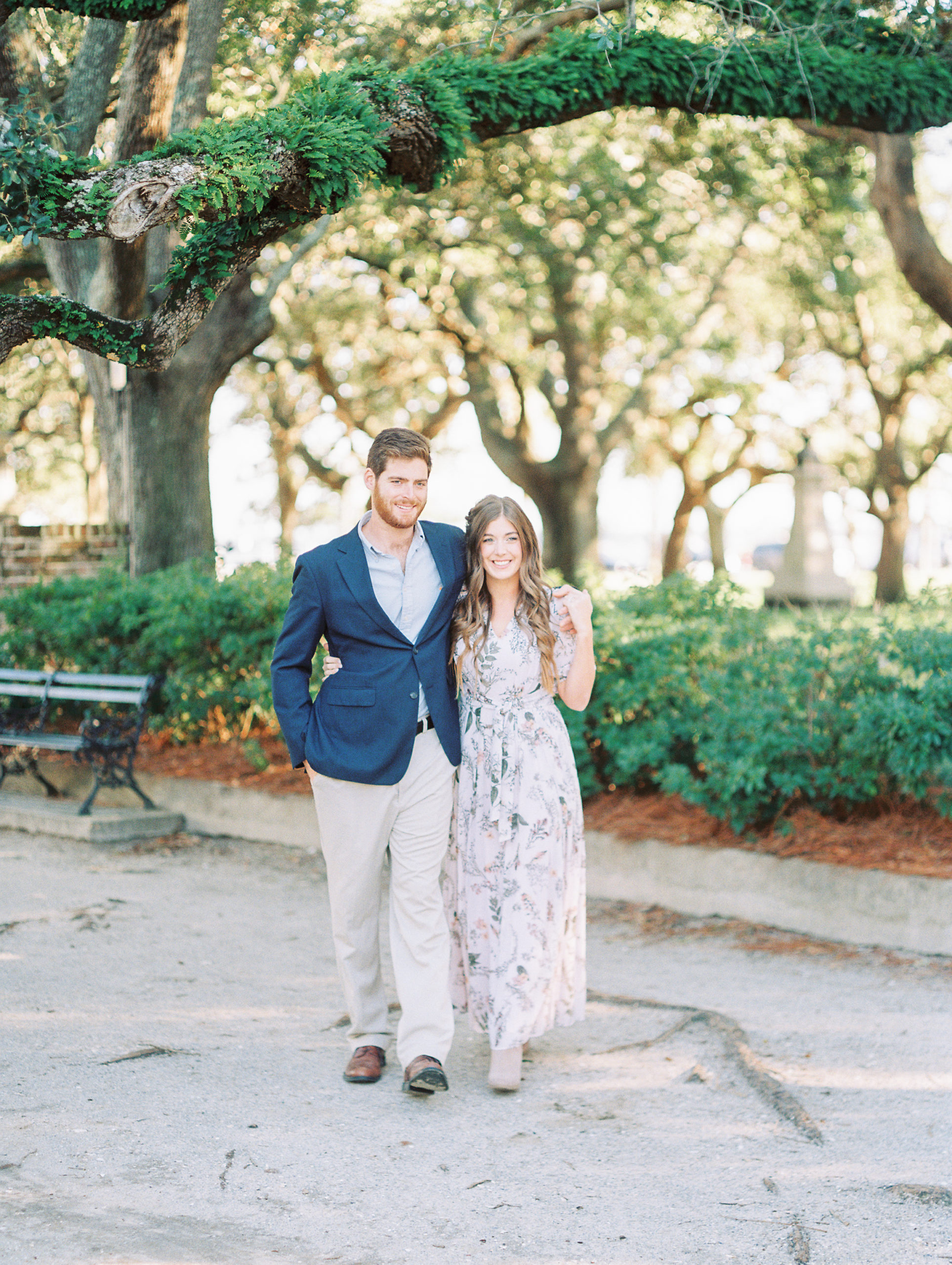 Charleston engagement session at the battery on film
