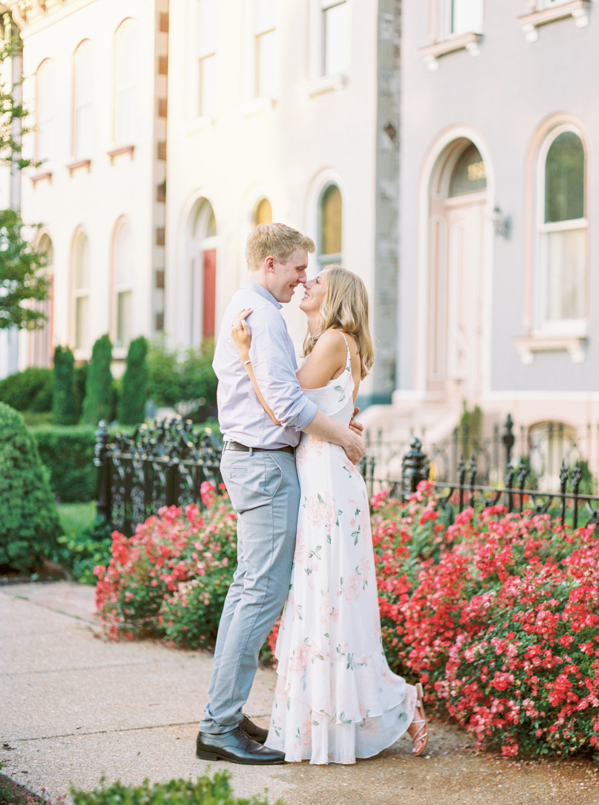 St Louis Lafayette square row house engagement on film