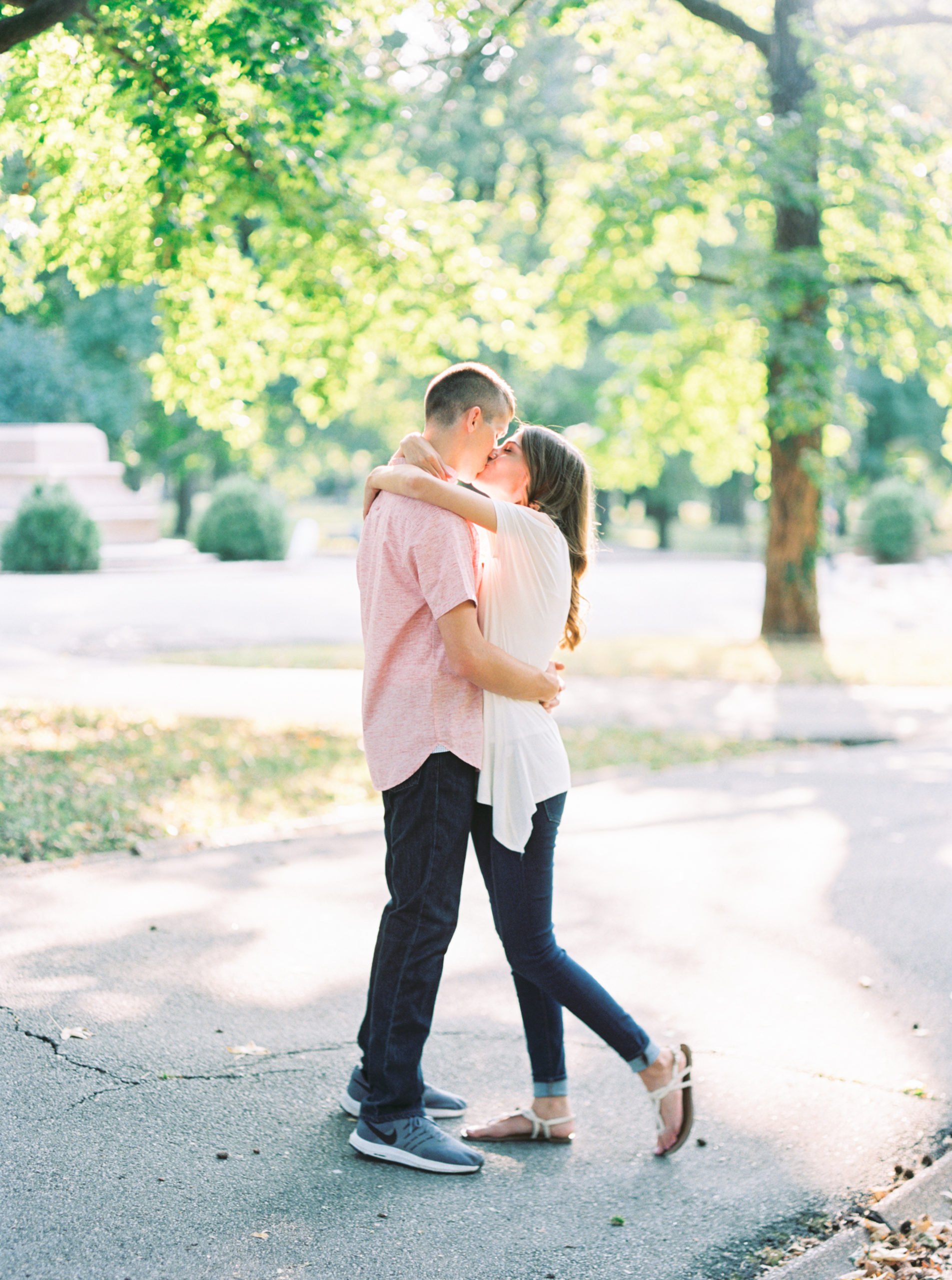 tower grove park engagement session photos on film
