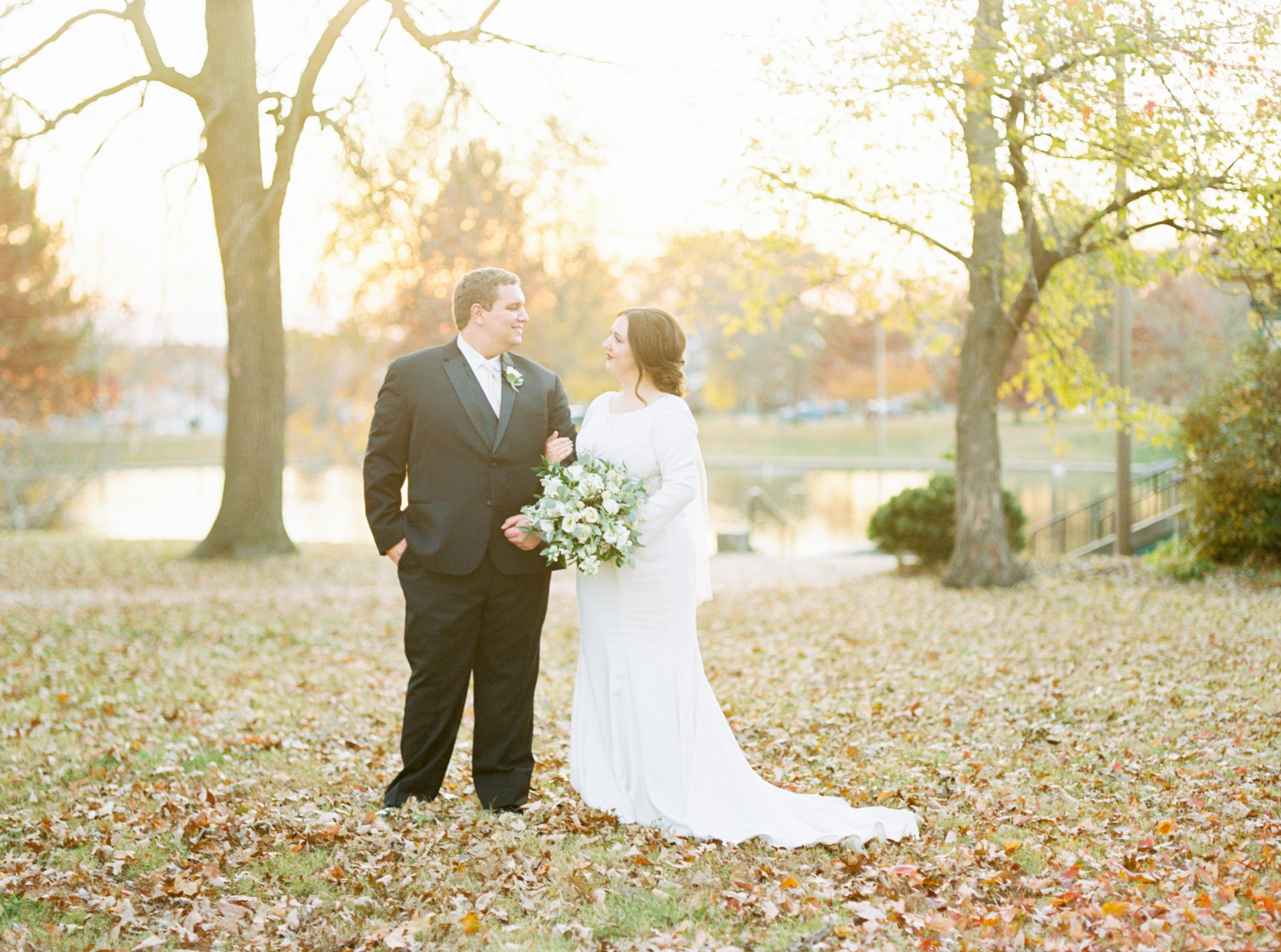Carondelet Park St Louis wedding photos in the fall at sunset