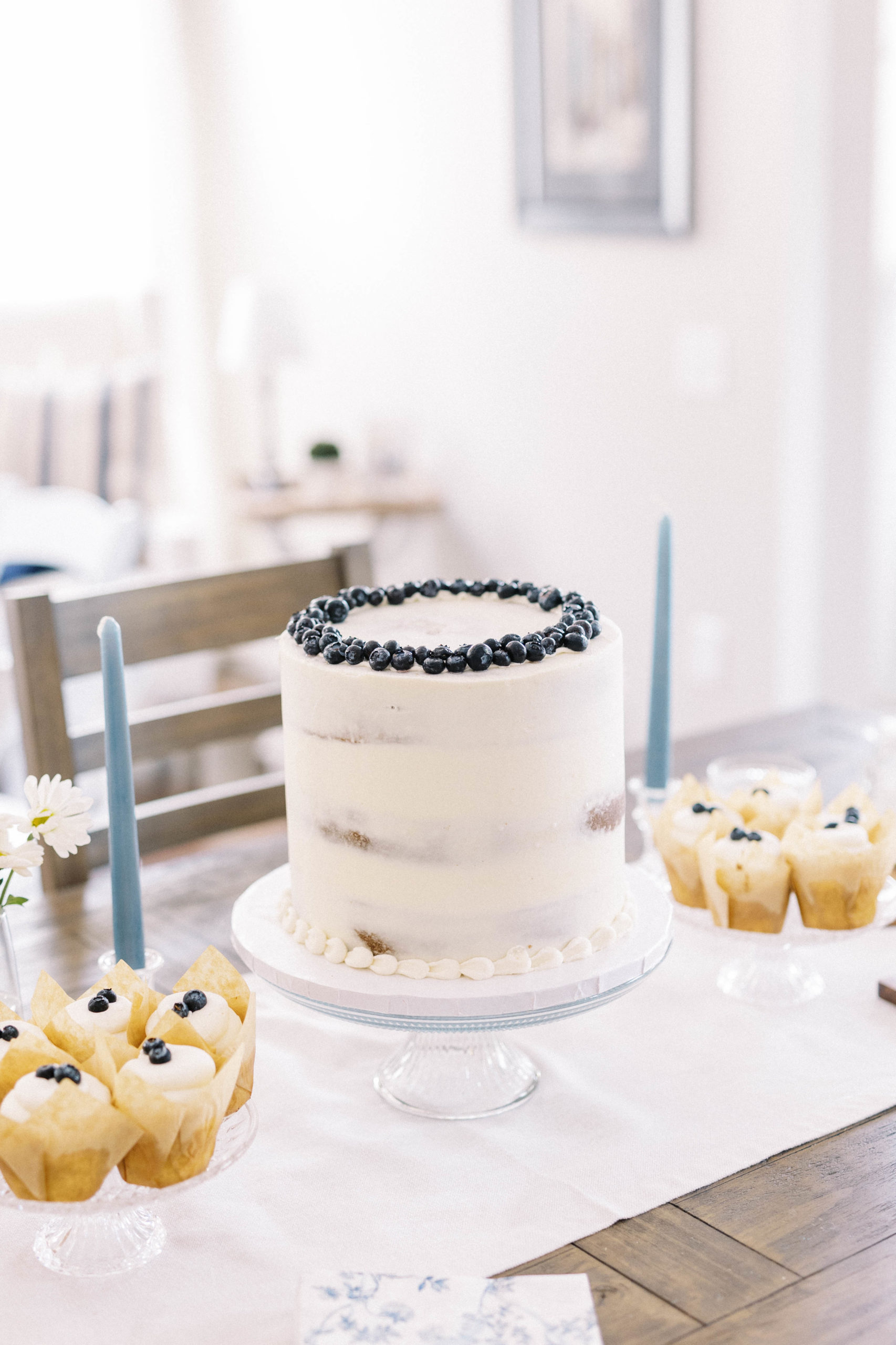 Parisian picnic bridal shower blueberry cake