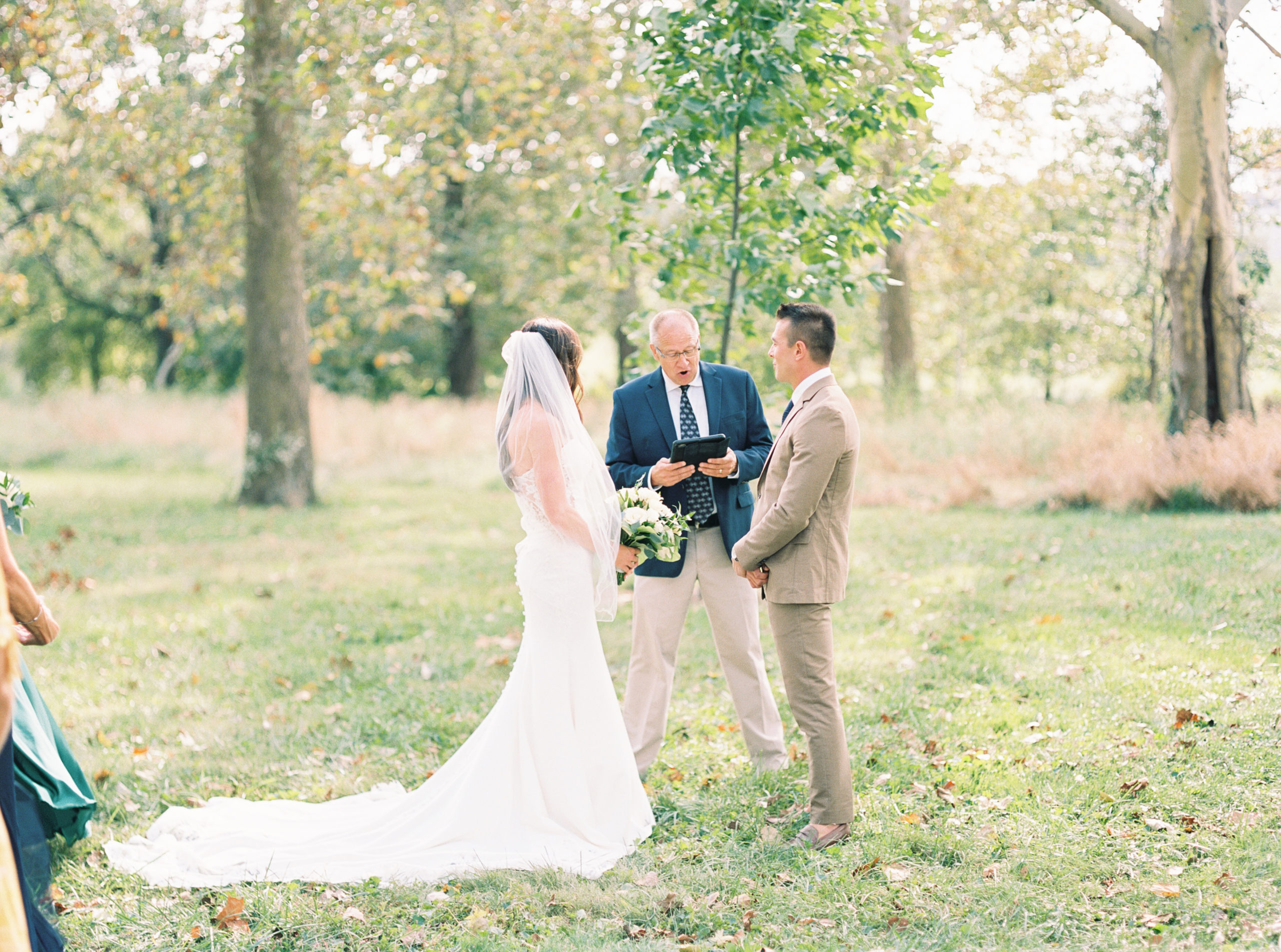 Fall Forest Park Wedding Ceremony fine art film photography