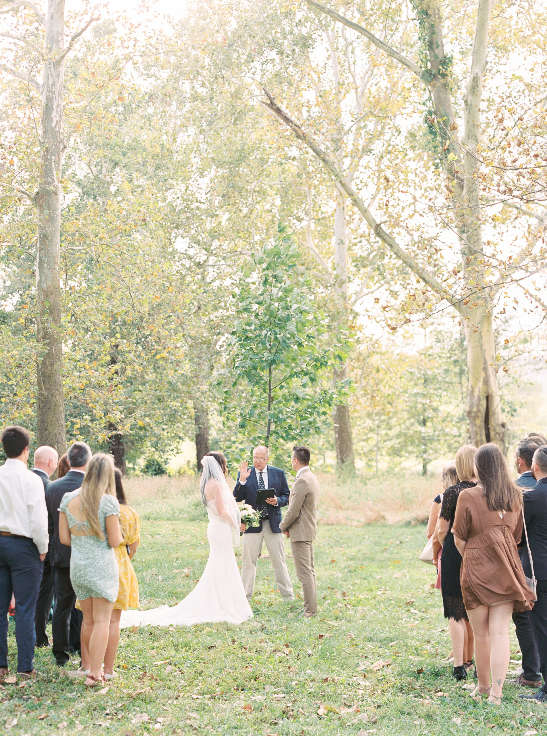Fall Forest Park Wedding Ceremony photos on film
