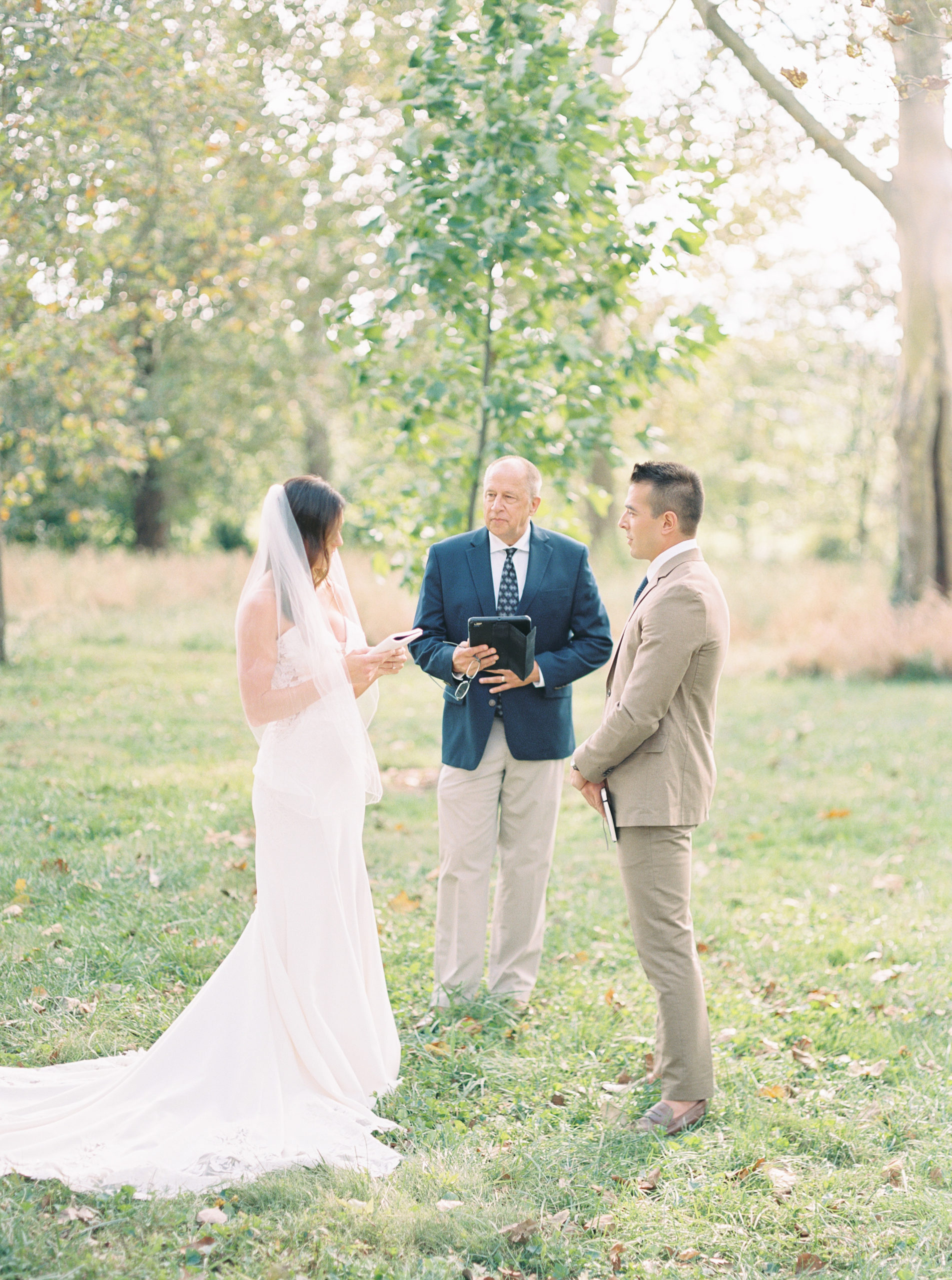 Fall Forest Park Wedding Ceremony elopement