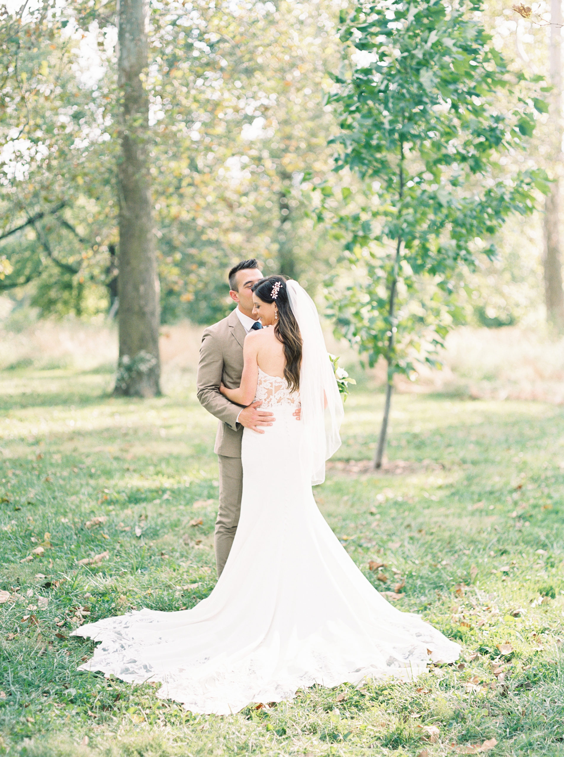 Fall Forest Park Wedding Ceremony on film