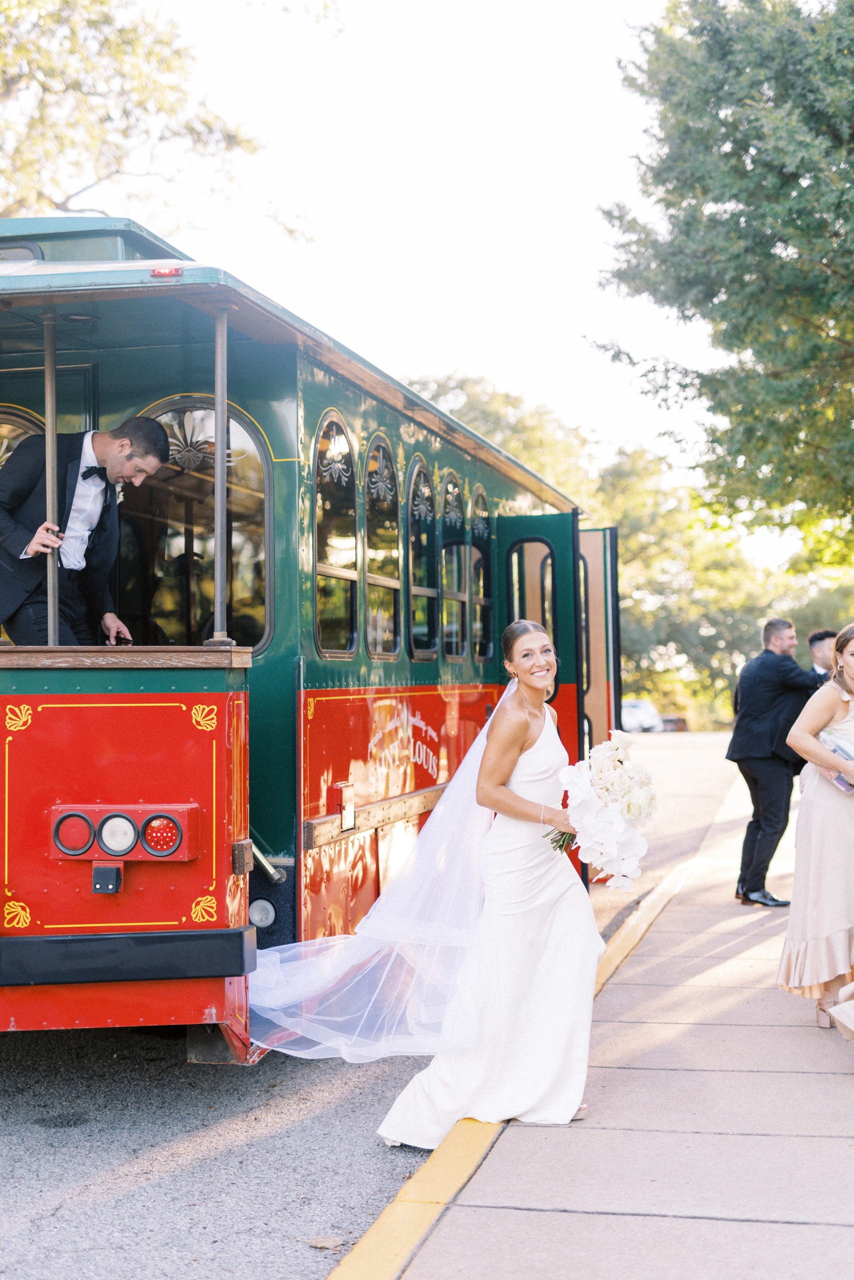 st louis forest park wedding photos with st louis trolley co