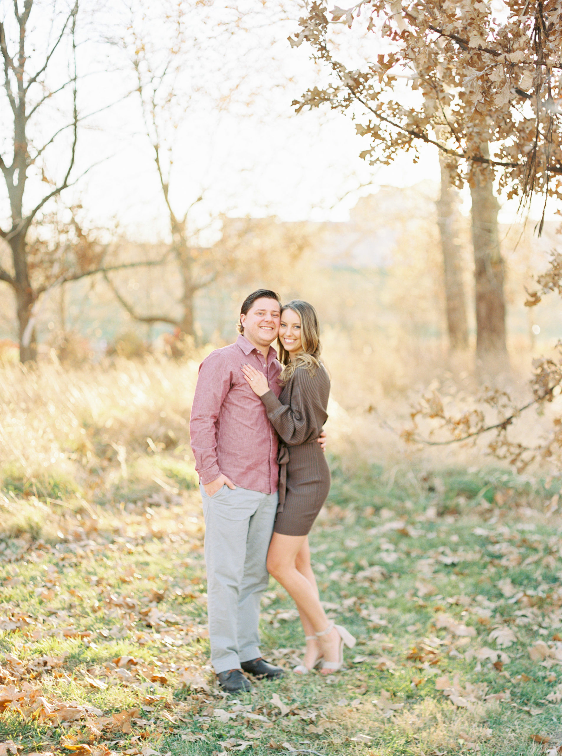 Fall Sunset Forest Park Engagement Session on film