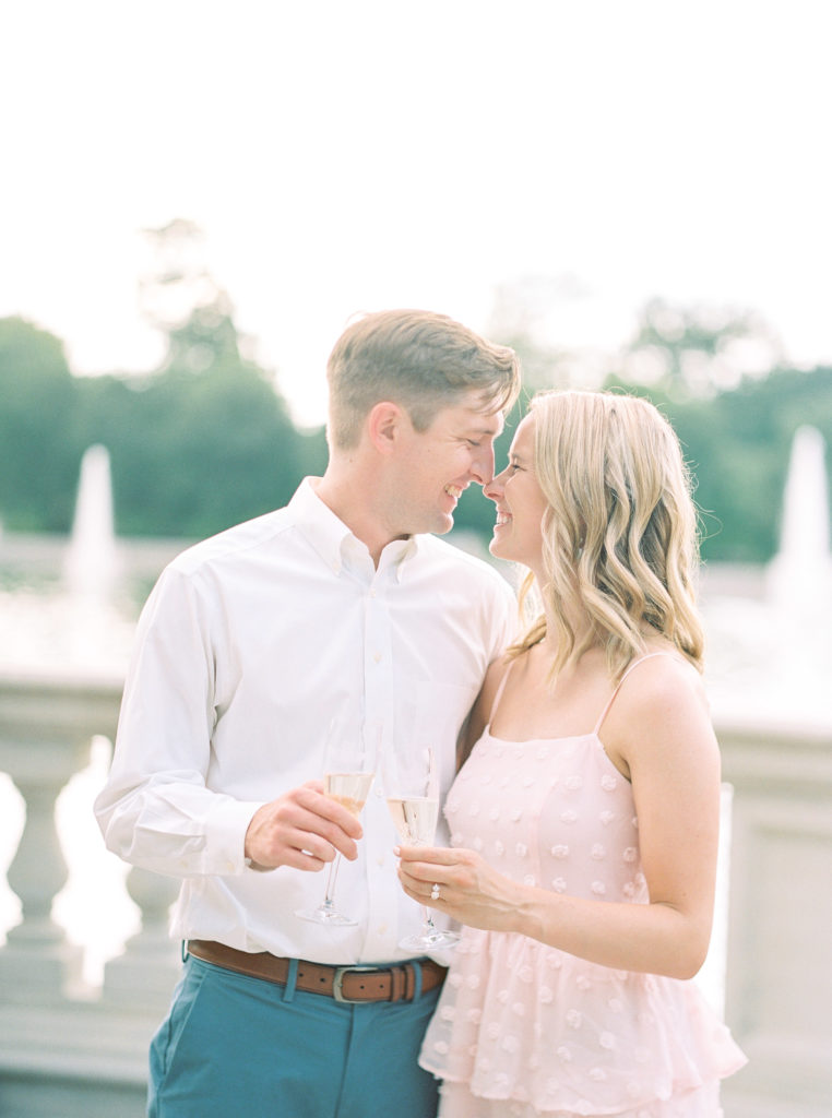 st louis film photography summer grand basin engagement session with champagne