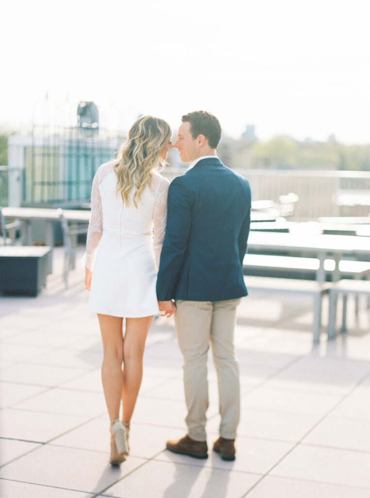 St Louis rooftop engagement session on film